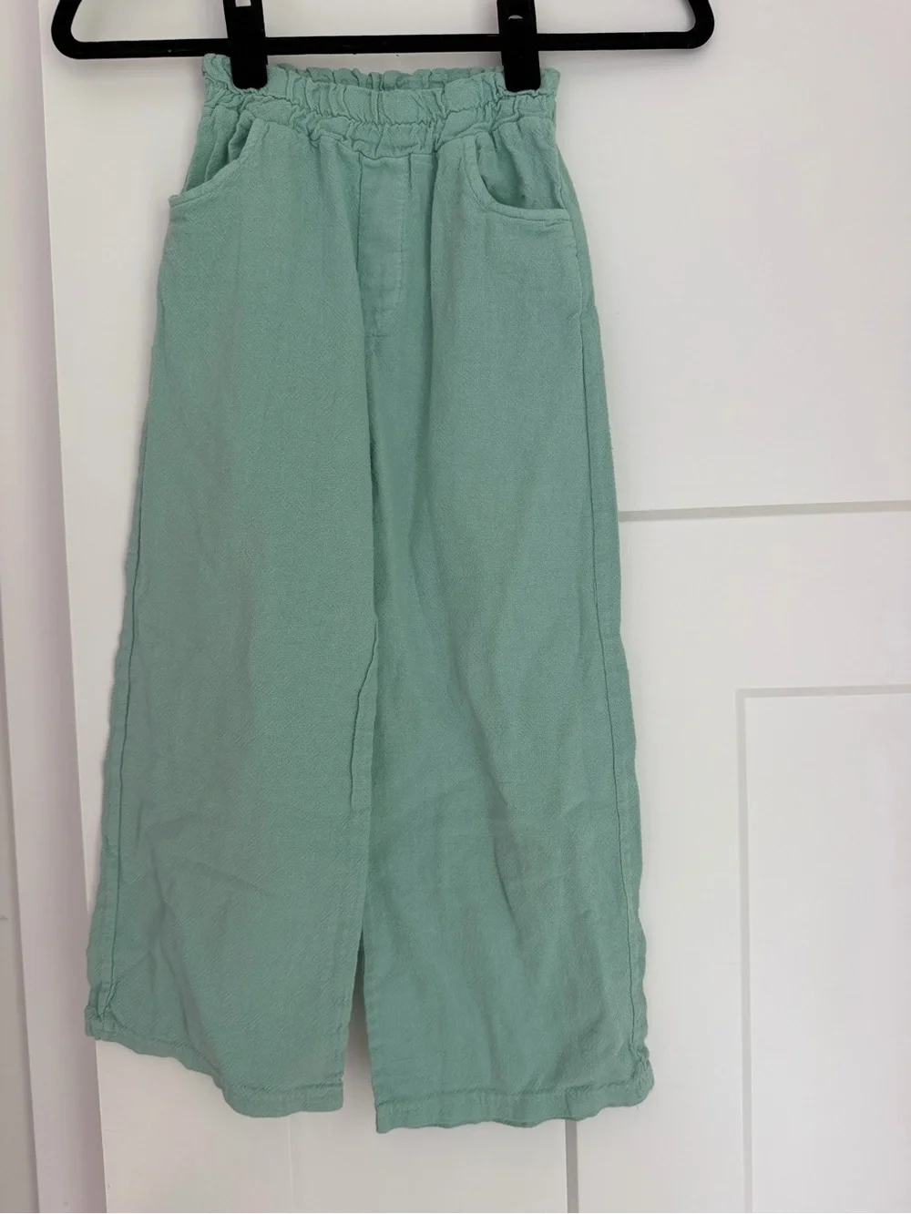 Kids Mint Wide-Leg Casual Bottoms with Elastic Waist